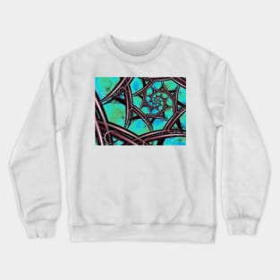 Verdigris Abstract Spiral Fractal Pattern Crewneck Sweatshirt